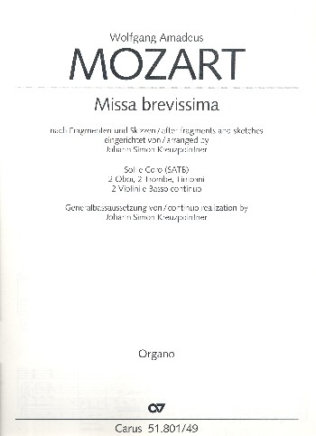 Missa brevissima für Soli, gem Chor und Orchester