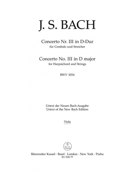 Konzert D-Dur Nr.3 BWV1054 für Cembalo und Streicher