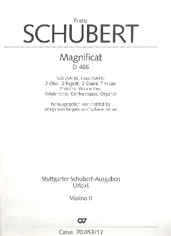 Magnificat in C D486 für Soli, gem Chor (SATB) und Orchester