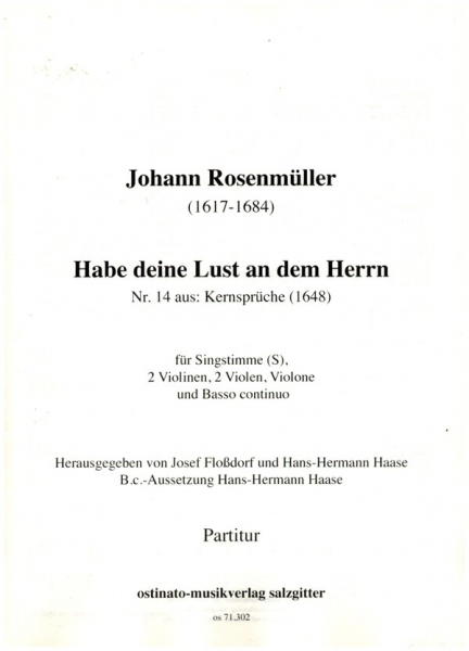 Habe deine Lust an dem Herren für Gesang, 2 Violinen, 2 Violen, Violone