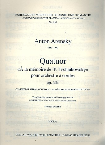 Quartett à la memoire de P. Tschaikowsky op.35a für Streichorchester