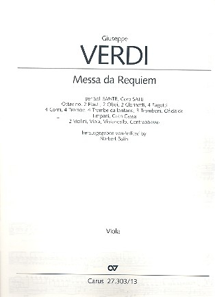 Messa da Requiem für Soli, gem Chor und Orchester