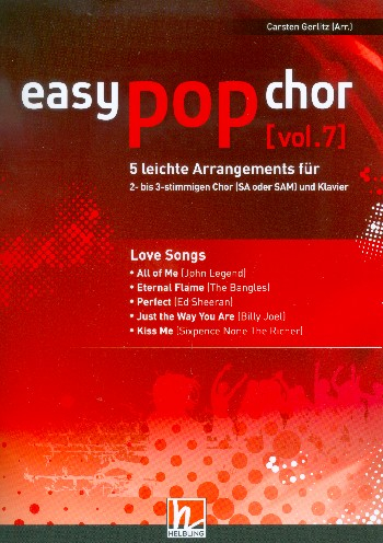 Easy Pop Chor Band 7 - Love Songs für 2-3-stimmigen Chor (SA/SAM) und Klavier