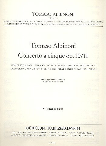 Concerto à cinque c-Moll op.10,11 für Violine und Streichorchester