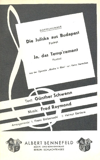 Ja das Temp&#039;rament und Die Juliska aus Budapest: für Salonorchester