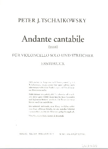 Andante Cantabile für Violoncello solo und Streicher (1888)