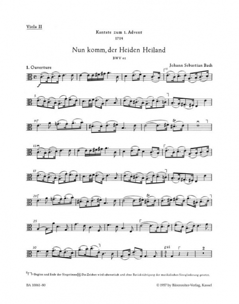 Nun komm, der Heiden Heiland Kantate Nr.61 BWV61