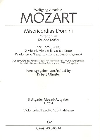 Misericordias Domini KV222 Offertorium für gem Chor und