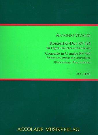 Konzert G-Dur RV494 F:VIII,37 für Fagott, Streicher und Bc für Fagott und Klavier