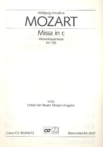 Missa c-Moll KV139 für Soli (SATB), Chor und Orchester