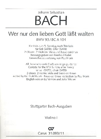 Wer nur den lieben Gott lässt walten für Soli, gem Chor, 2 Oboen, 2 Violinen, Viola und BC