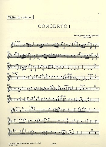 Concerto grosso D-Dur op.6,1 für 2 Violinen, Violoncello, Streicher und Bc