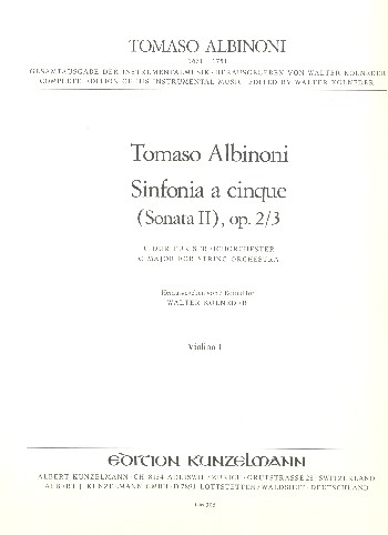 Sinfonia a cinque C-Dur op.2,3 (Sonata Nr.2) für Streichorchester