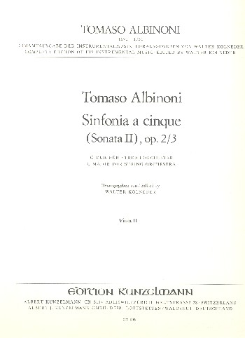 Sinfonia a cinque C-Dur op.2,3 (Sonata Nr.2) für Streichorchester