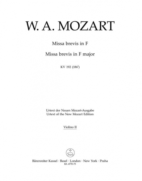 MISSA BREVIS F-DUR KV192 FUER SOLI, CHOR UND ORCHESTER