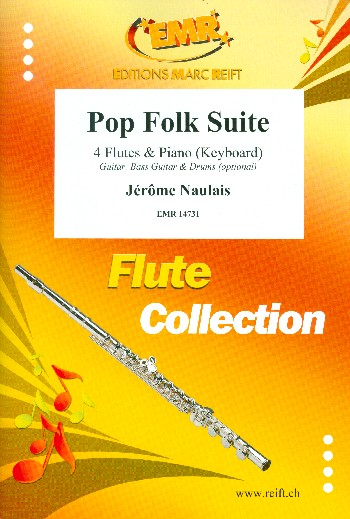 Pop Folk Suite for 4 flutes and piano (keyboard) (rhythm group ad lib)