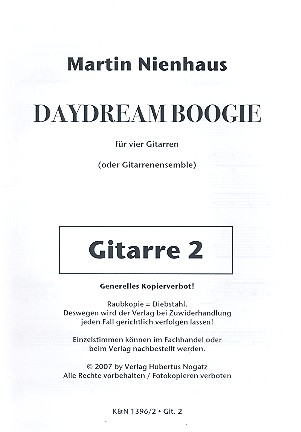 Daydream Boogie für 4 Gitarren (Ensemble) Partitur und Stimmen