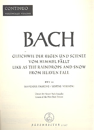 Gleichwie der Regen und Schnee vom Himmel fällt BWV18 (Leipziger Fassung dt/en)