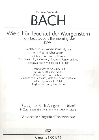 Wie schön leuchtet der Morgenstern Kantate Nr.1 BWV1