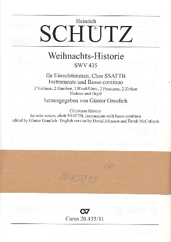 Weihnachts-Historie SWV435 für Soli, gem Chor (SSATTB) und Orchester