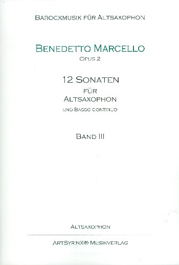 12 Sonaten op.2 Band 3 (Nr.7-9) für Altsaxophon und Bc