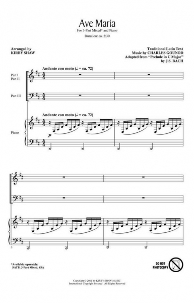 Ave Maria for mixed choir (SAB) and piano