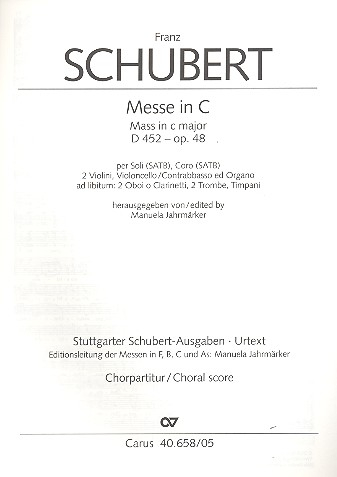 Messe C-Dur op.48 D452 für Soli, Chor, Orchester und Orgel