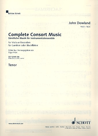 Complete Consort Music for 5 viols (recorders) (SATBB) and Bc