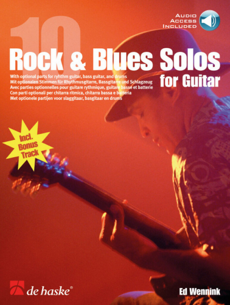 10 Rock &amp; Blues Solos (+Online-Audio) for guitar