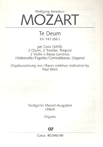 Te Deum laudamus KV141 für Chor und Orchester