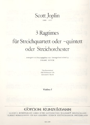 3 Ragtimes für 4-5 Streicher (Streichorchester)