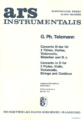 Concerto D-Dur für 2 Flöten, Violine, Violoncello und Streicher