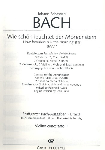 Wie schön leuchtet der Morgenstern Kantate Nr.1 BWV1