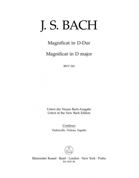 Magnificat D-Dur BWV243 für Soli (SSATB), Chor (SSATB) und Orchester