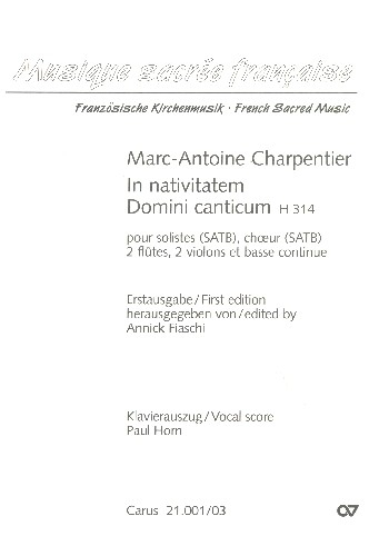 In nativitatem Domini canticum für Soli, gem Chor und Orchester