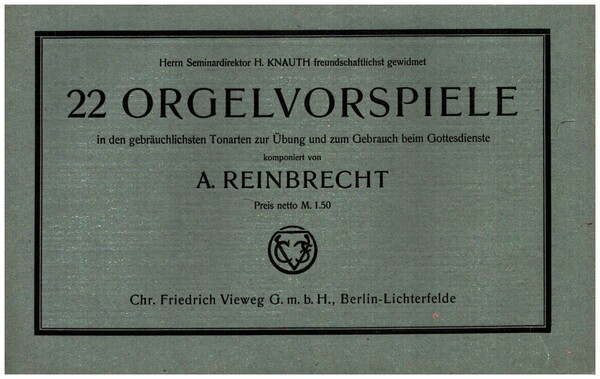 22 Orgelvorspiele für Orgel