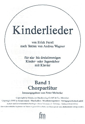 Kinderlieder Band 1 für Kinderchor und Klavier