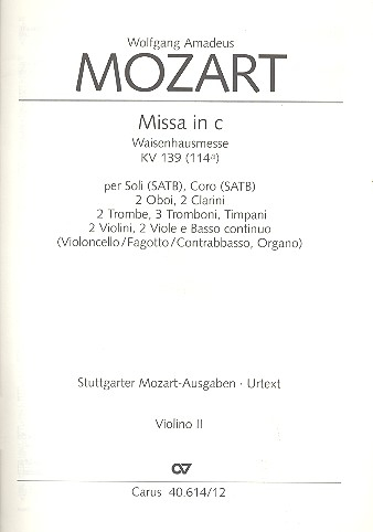 Missa c-Moll KV139 für Soli (SATB), Chor und Orchester