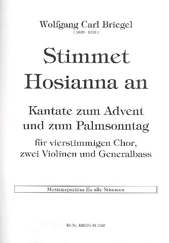 Stimmet Hosianna an für gem Chor, 2 Violinen und Bc