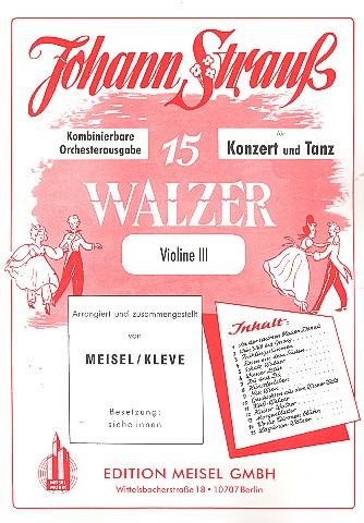 15 Walzer für Konzert und Tanz für Salonorchester