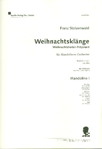 Weihnachtsklänge Weihnachtsliederpotpourri für Mandolinenorchester