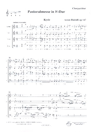 Pastoralmesse F-Dur op.147 für Chor, Orchester und Orgel