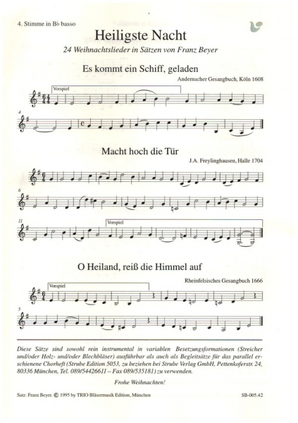 Heiligste Nacht für 4 Instrumente (Ensemble) (Chor ad lib)