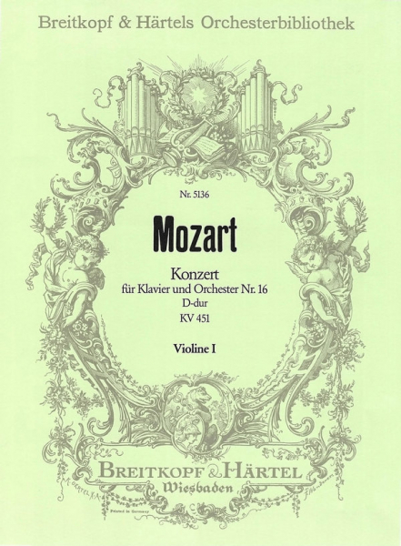 Konzert Nr. 16 D-Dur KV451 für Klavier und Orchester