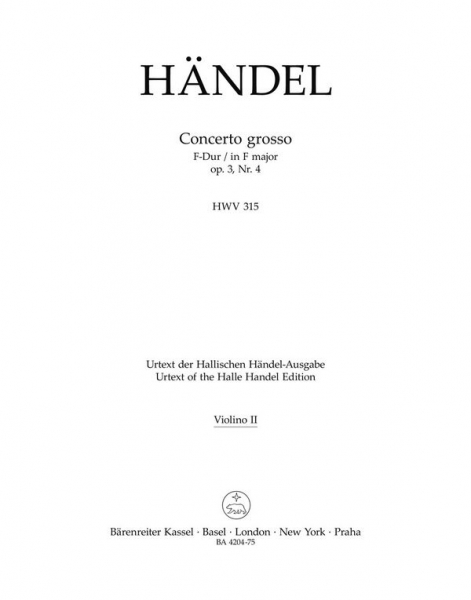 CONCERTO GROSSO F-DUR OP.3,4 HWV315 FUER ORCHESTER