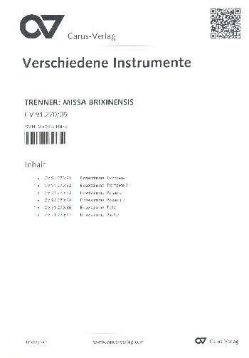 Missa Brixinensis für gem Chor und Orgel (Instrumente ad lib)