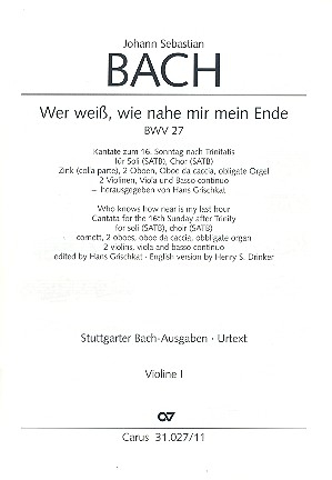 Wer weiß, wie nahe mir mein Ende Kantate Nr.27 BWV27