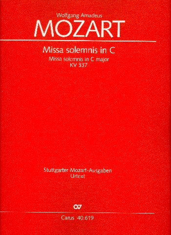 Missa solemnis C-Dur KV337 für Soli (SATB), Chor und Orchester