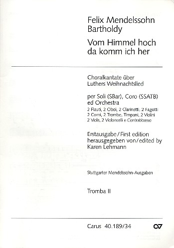 Vom Himmel hoch für SBAR Soli, SSATB Chor und Orchester