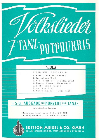 7 Volkslieder Tanzpotpourris für Orchester